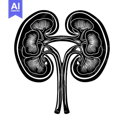 Aset premium populer: Black and white illustration of a human kidney