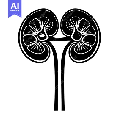 Premium design asset: Black and White Illustration of Human Kidneys