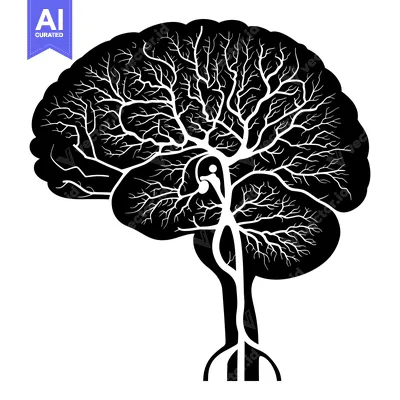 A Tree-like Silhouette of a Human Brain with Intricate Branching
