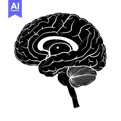 Black and White Silhouette of the Human Brain