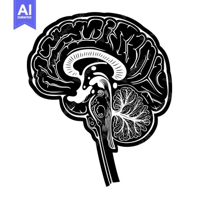 Detailed Anatomical Illustration of a Human Brain with its Parts