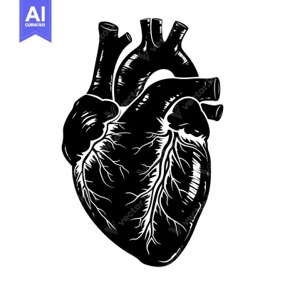 Popular premium asset: A Detailed Illustration of a Human Heart in Silhouette