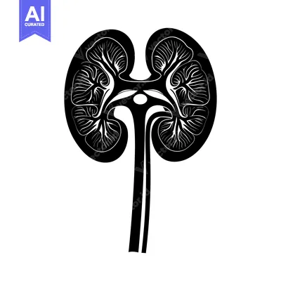 Popular premium asset: Black and White Illustration of Human Kidneys and Ureter