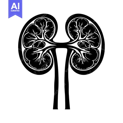 Premium design asset: Black and white illustration of human kidneys