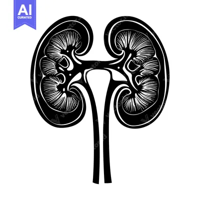 A Black and White Line Drawing of Two Kidneys