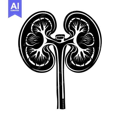 Premium design asset: Black and White Illustration of a Human Kidney