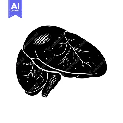 Aset desain premium: Black and White Silhouette of a Human Liver