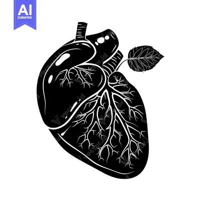 Aset premium populer: A Detailed Anatomical Illustration of a Human Heart with a Single Leaf