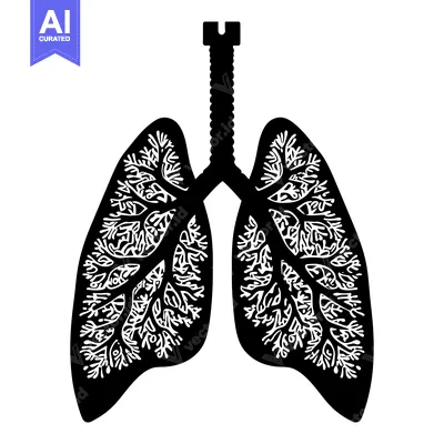 Popular premium asset: Black and white silhouette of human lungs with intricate patterns