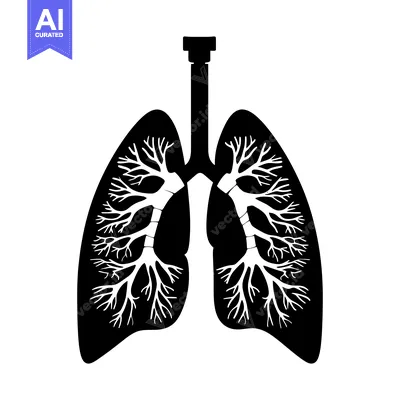 Aset premium populer: Black and White Silhouette of Human Lungs with Bronchial Tree