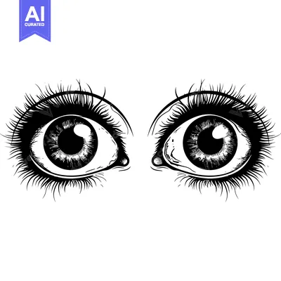 Popular premium asset: A pair of wide-eyed, black and white, detailed illustrations of human