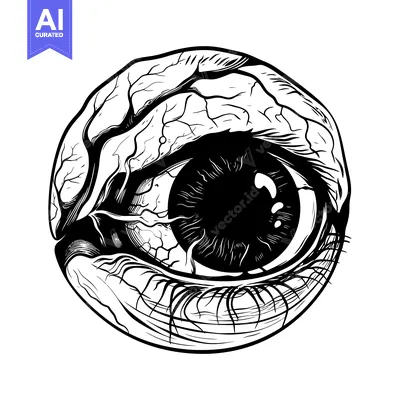 Premium design asset: Detailed Black and White Illustration of a Single Human Eye