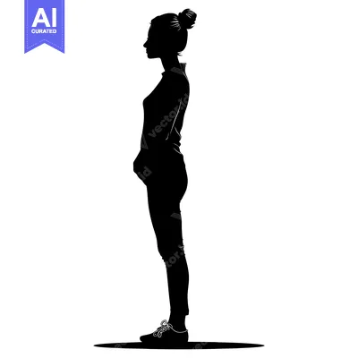 Aset desain premium: Silhouette of a Woman Standing with Her Hair in a Bun