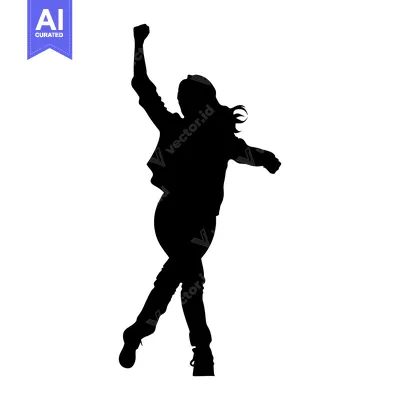 Aset premium populer: Silhouette of a Woman Dancing with Arms Raised