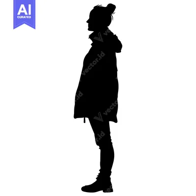 Premium design asset: Silhouette of a Woman in a Jacket and Boots