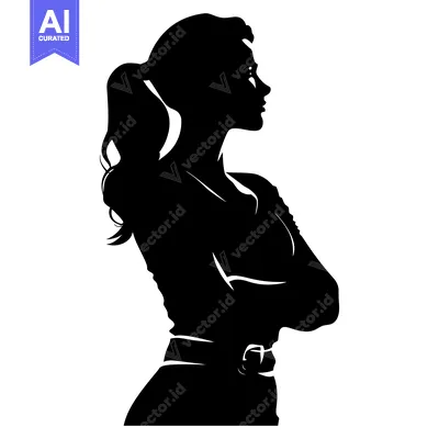 Premium design asset: Silhouette of a Woman with Her Arms Crossed