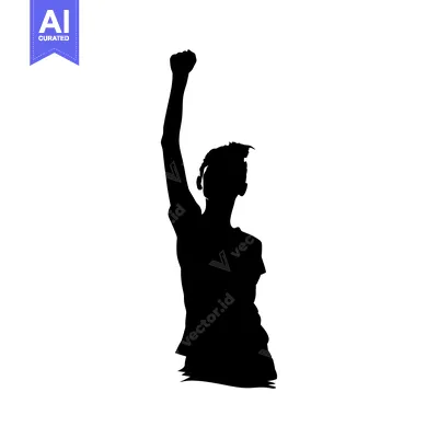 Aset desain premium: Silhouette of a Person Raising Their Fist in the Air