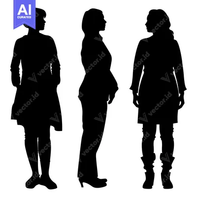 Aset desain premium: Silhouettes of Three Women Standing in a Row