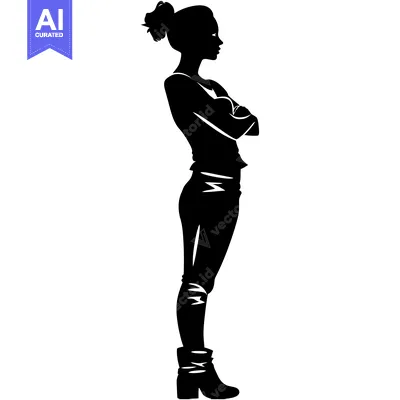 Aset premium populer: Silhouette of a Woman with Arms Crossed Standing in Profile
