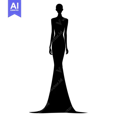 Aset desain premium: Silhouette of a Woman in a Flowing Gown