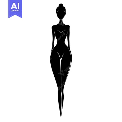 Aset premium populer: Silhouette of a Woman in a Dress with a Bun Hairstyle