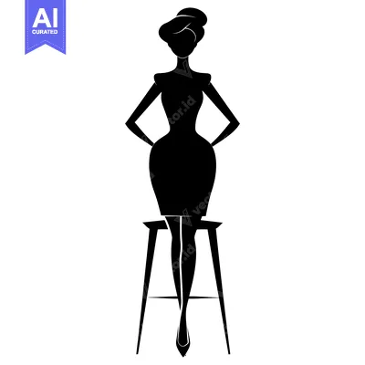Aset premium populer: Silhouette of a Woman Sitting on a Stool