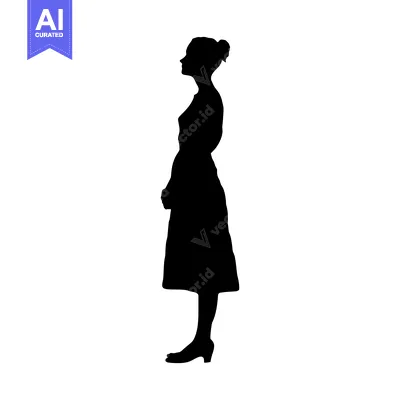Aset premium populer: Silhouette of a Woman in a Dress Standing in Profile