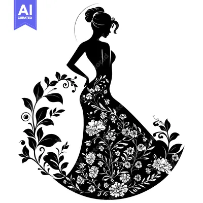 Aset premium populer: Silhouette of a Woman in a Floral Dress