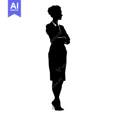 Premium design asset: Silhouette of a Woman Standing with Arms Crossed