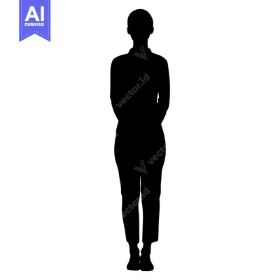Aset premium populer: Silhouette of a Person Standing with Hands Behind Their Back
