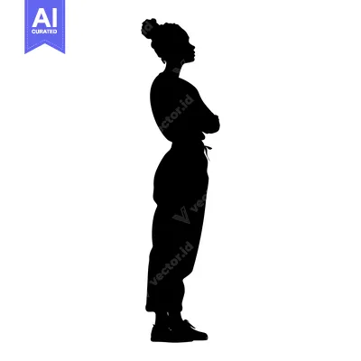Premium design asset: Silhouette of a Woman Standing with Arms Crossed