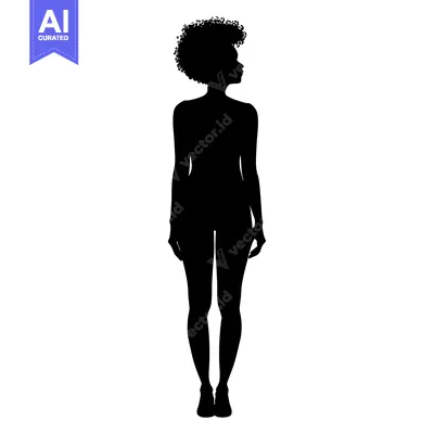 Aset premium populer: Silhouette of a woman with curly hair standing