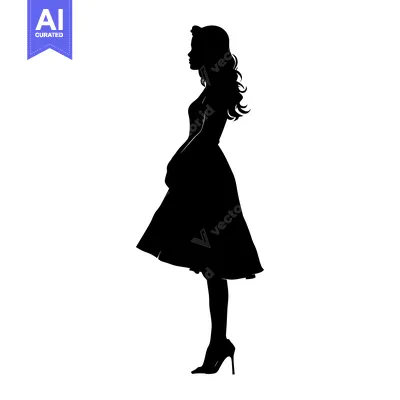 Popular premium asset: Silhouette of a Woman in a Dress and High Heels
