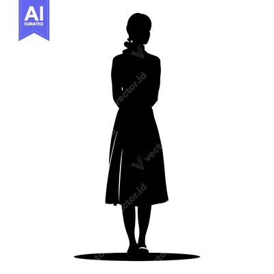 Aset premium populer: Silhouette of a woman standing with arms crossed