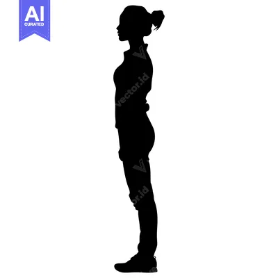 Aset premium populer: Side View Silhouette of a Woman with Her Hair in a Bun