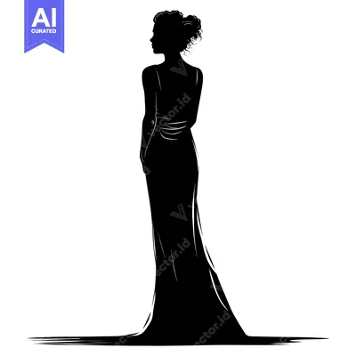 Premium design asset: Silhouette of a Woman in a Long Dress