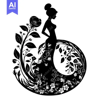 Popular premium asset: Silhouette of a Woman in a Floral Dress