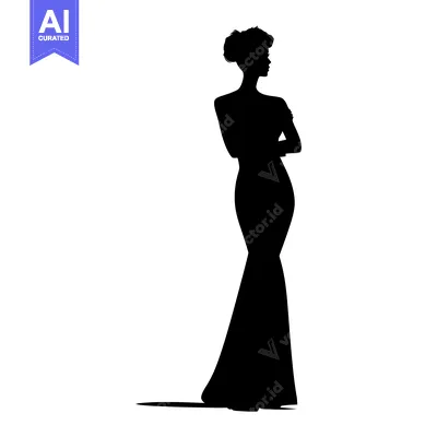 Popular premium asset: Silhouette of a Woman in a Long Evening Dress