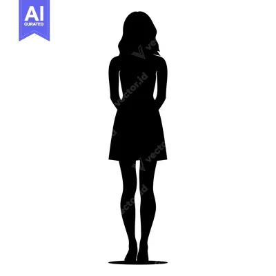 Premium design asset: Silhouette of a Woman Standing with Hands Behind Her Back