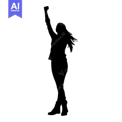 Aset premium populer: Silhouette of a Woman Raising Her Fist in the Air