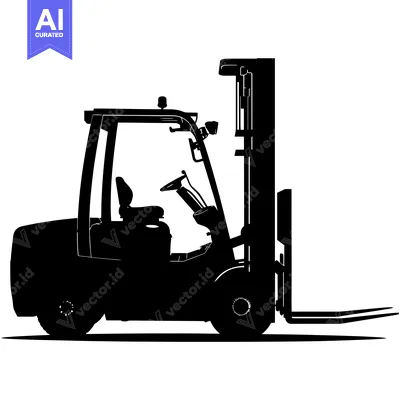 Aset desain premium: Black and White Silhouette of a Forklift