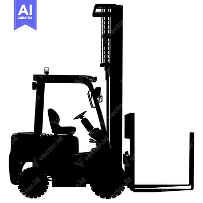 Aset desain premium: Black and white silhouette of a forklift truck