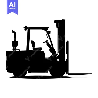 Aset premium populer: Silhouette of a Forklift with a Raised Fork