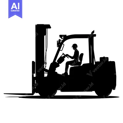 Popular premium asset: Silhouette of a Forklift Operator in a Warehouse