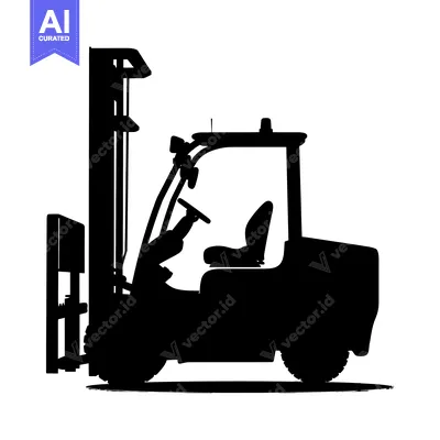 Premium design asset: Silhouette of a forklift with a raised mast