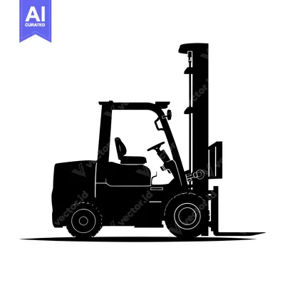Popular premium asset: Black Silhouette of a Forklift with Raised Forks