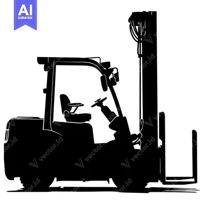 Aset desain premium: Black and white silhouette of a forklift