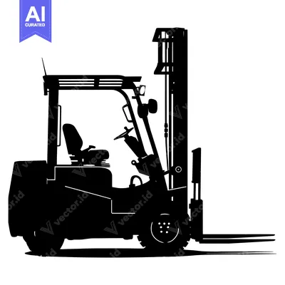 Popular premium asset: Black Silhouette of a Forklift in Side View
