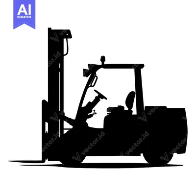 Black Silhouette of a Forklift With a Raised Mast