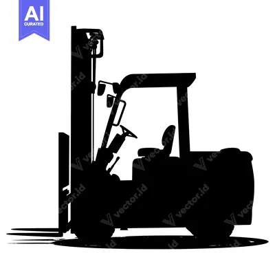 Premium design asset: Black Silhouette of a Forklift